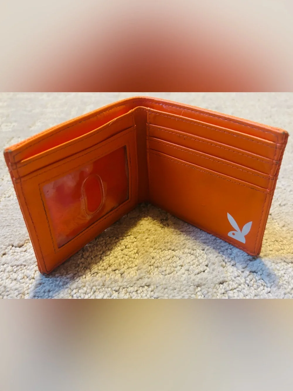 Orange Playboy Logo Bifold Wallet